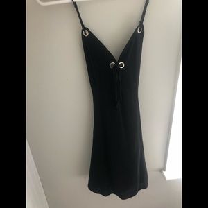 Black Sleeveless Front-Tie Mini Dress